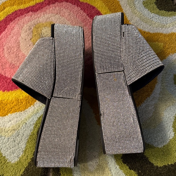 Silver Rhinestone Platform Slides - Picture 6 of 7